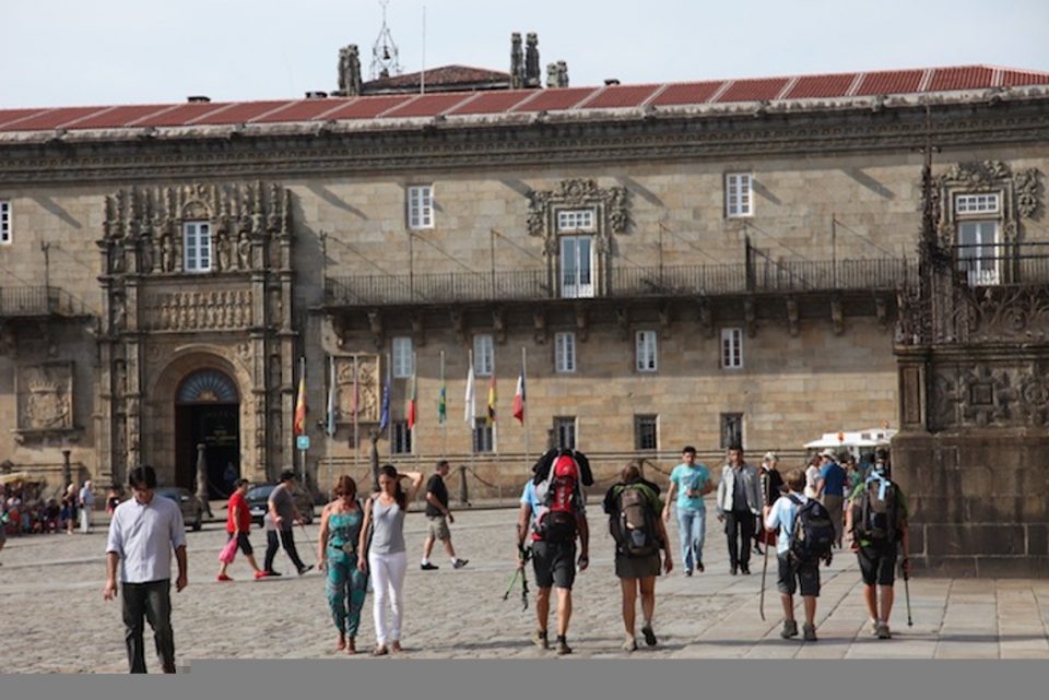 People in square in Santiago
