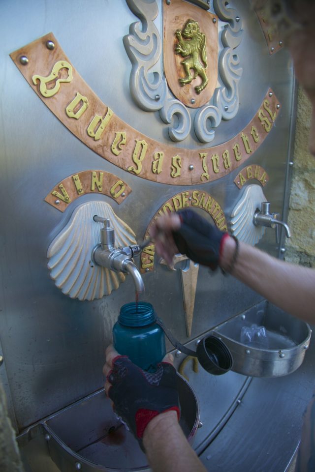 Wine from wall in The Wine Fountain of Irache