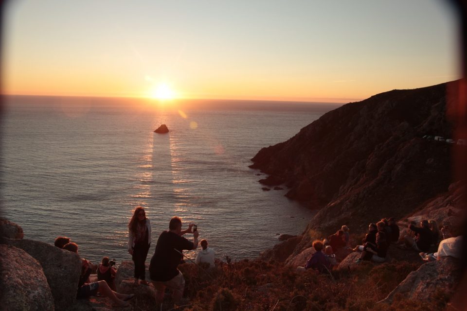 sunset over the ocean along the Camino