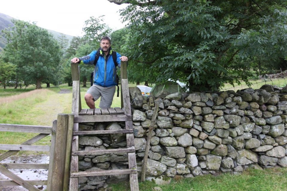 A hiker on the Cotswolds.