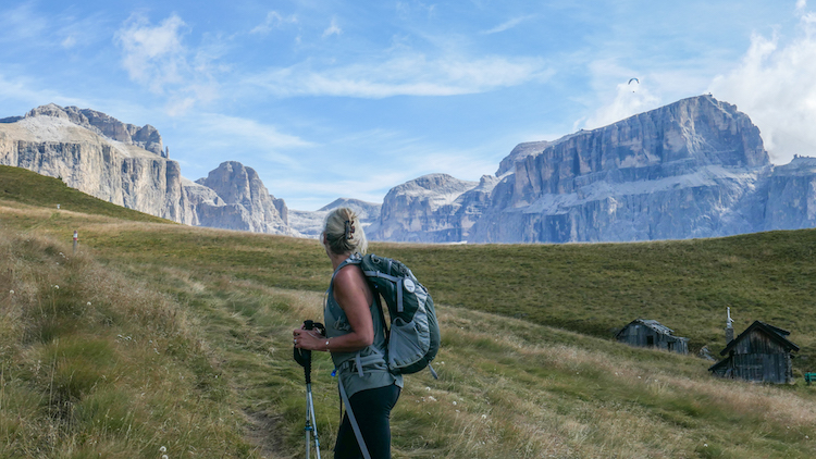 Dolomites hiker and scenery