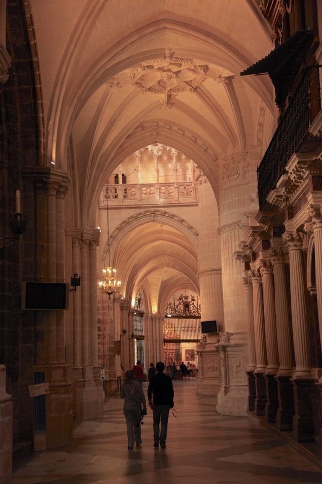 Spanish Arches lit up at night
