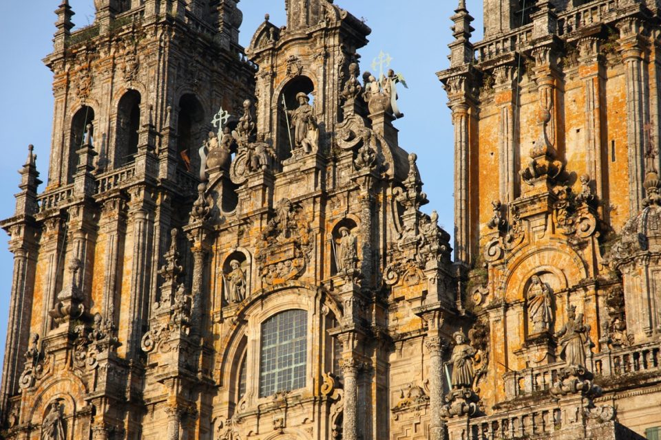 Sunset over Santiago de Compostela Cathedral.