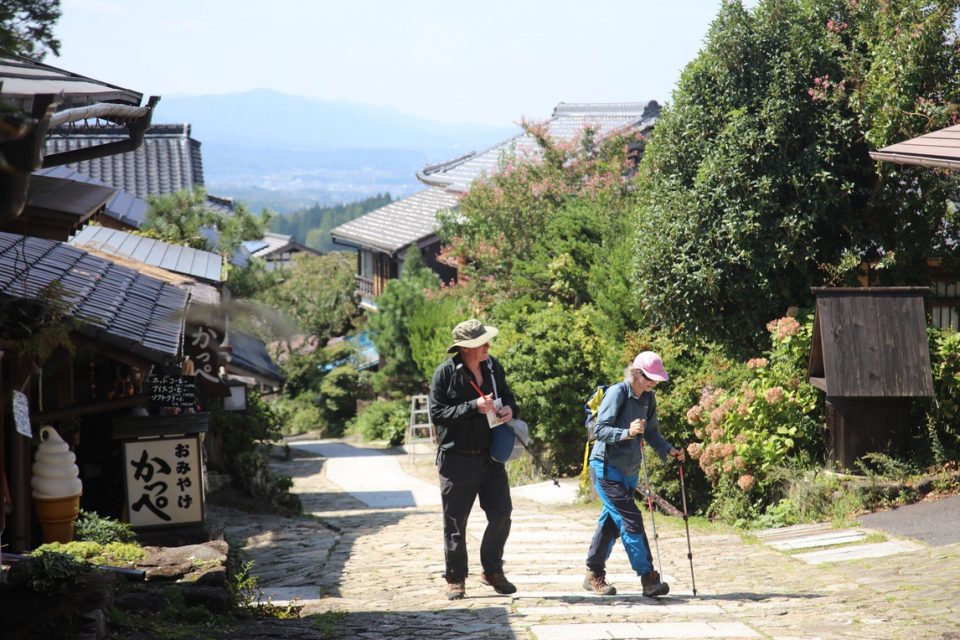 Hikers along trail