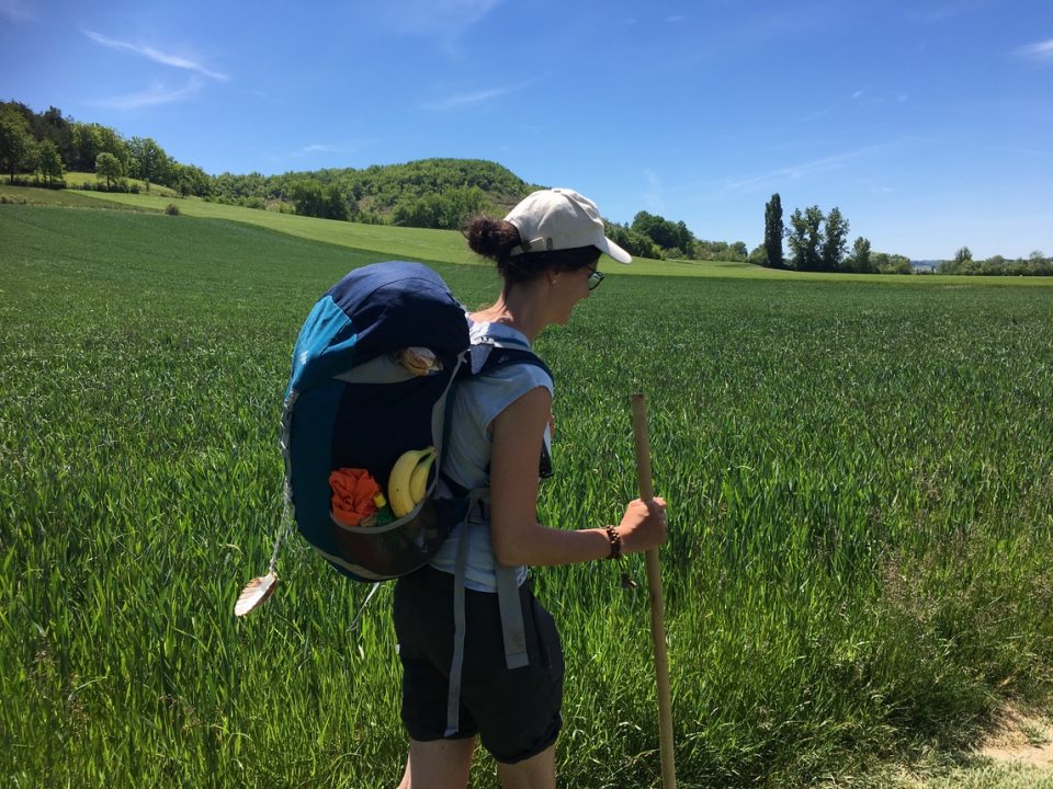 A hiker on the Le Puy walk.