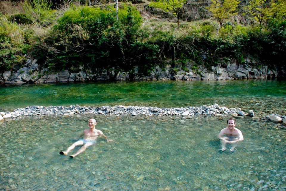 Swimming in a stream along Kumano Kodo