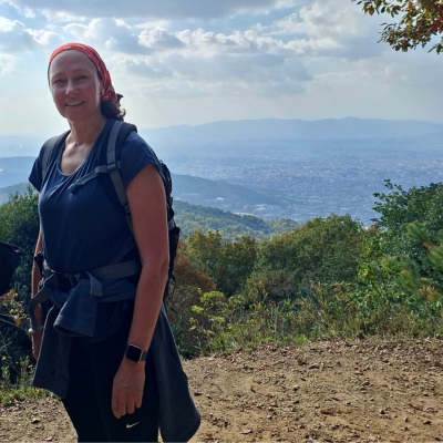 Portrait of Louise Virgato on Japan's Kumano Kodo trail