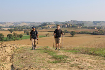 Walkers in Tuscany on the Via Francigena