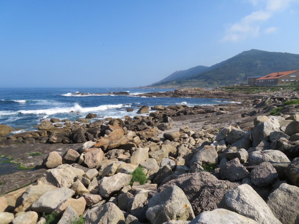 Rocky coastline in Oia, Spain. A popular stopover for those walking the Portuguese Coastal Camino