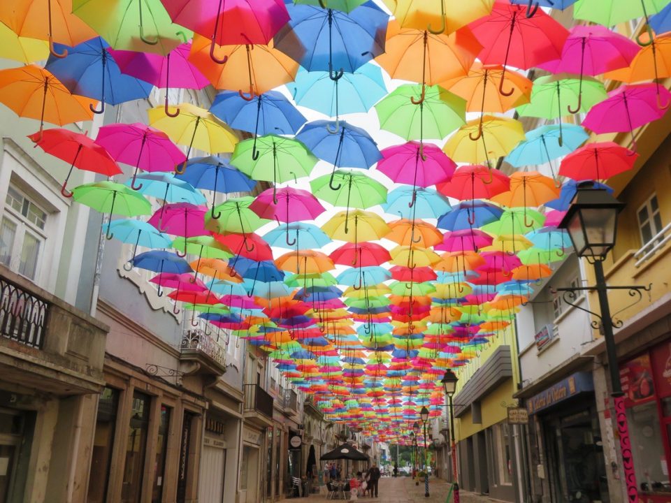 Umbrella covered street