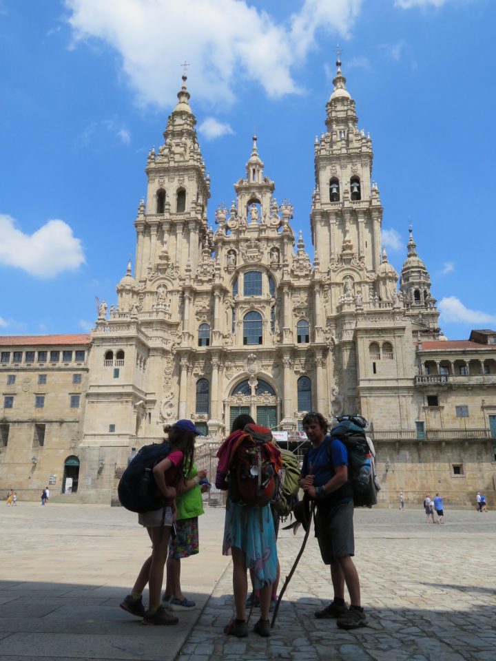 Walkers celebrate at Santiago