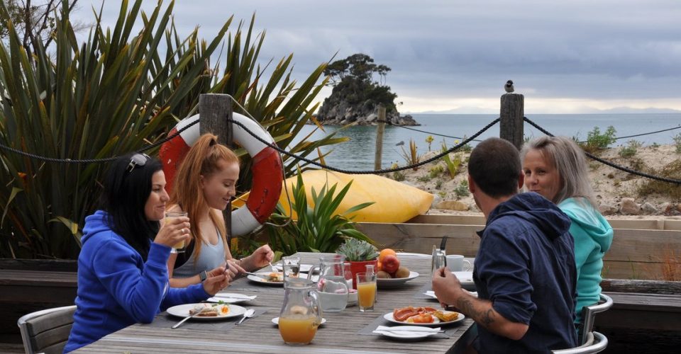 A delicious meal with a beautiful outlook