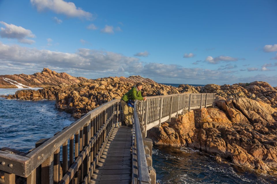 Bridge along the rocky coastline of the Coast to Coast Track WA