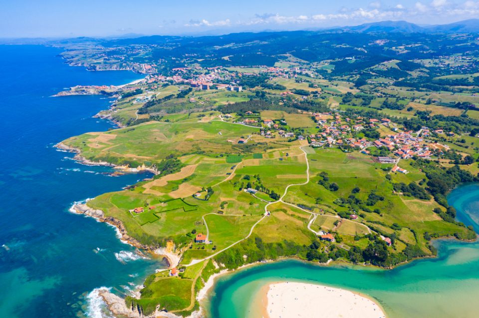 Cantabria and Comillas, Spain An aerial view of Antabria and Comillas, Spain along the Northern route - Camino del Norte