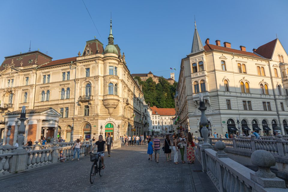 beautiful buildings in town Slovenia