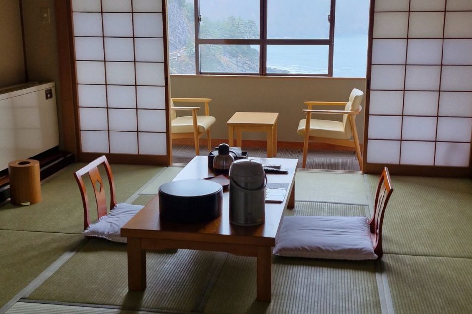 Inside of a traditional ryokan in Japan