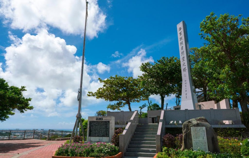 Exterior of a building with a memorial shrine