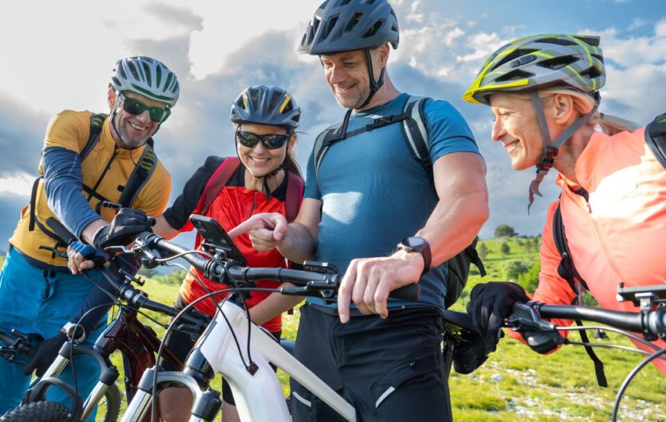 Group of cyclists on ebikes