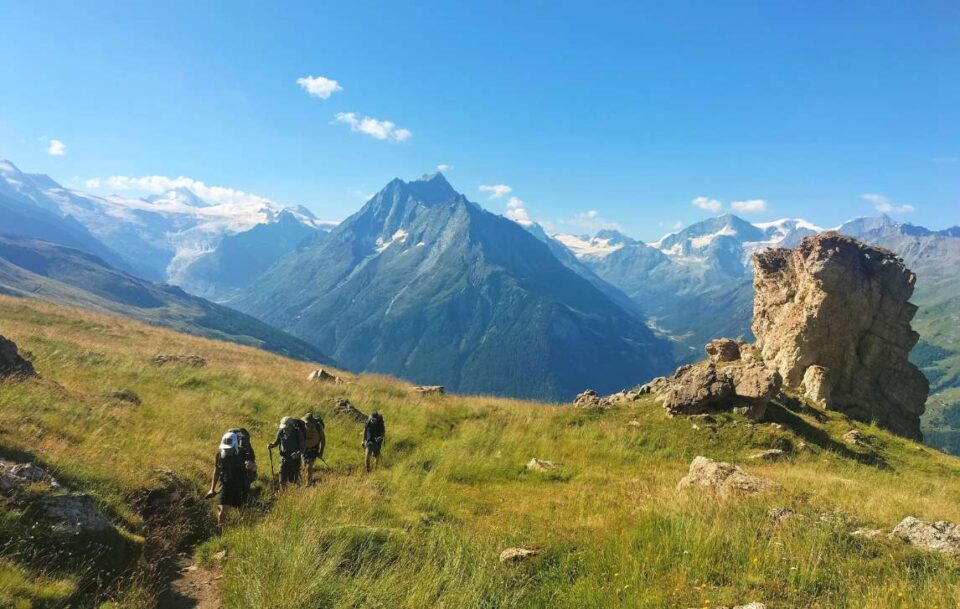 Hikers on Haute Route Switzerland