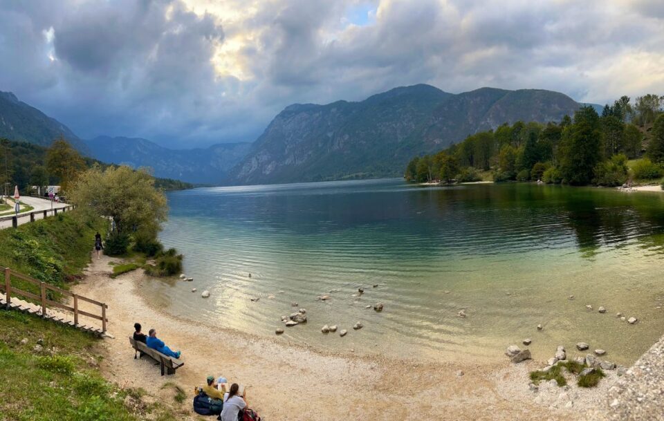 A stunning beach on the Slovenia cycling trip.