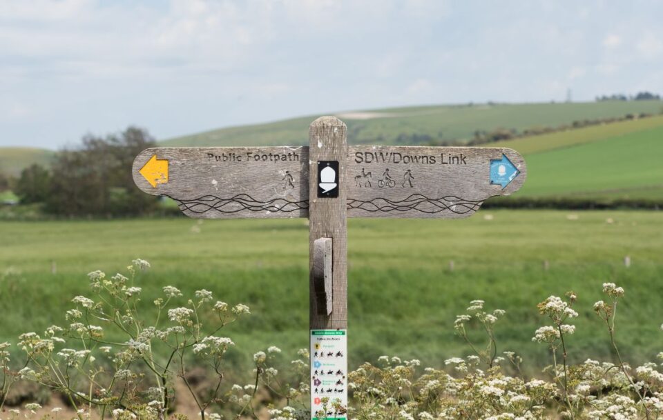 Sign posts on the South Downs Way.