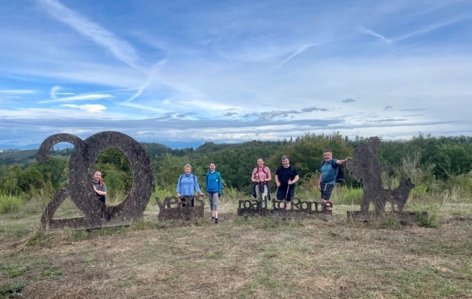 Walkers on the Via Francigena Tuscany.