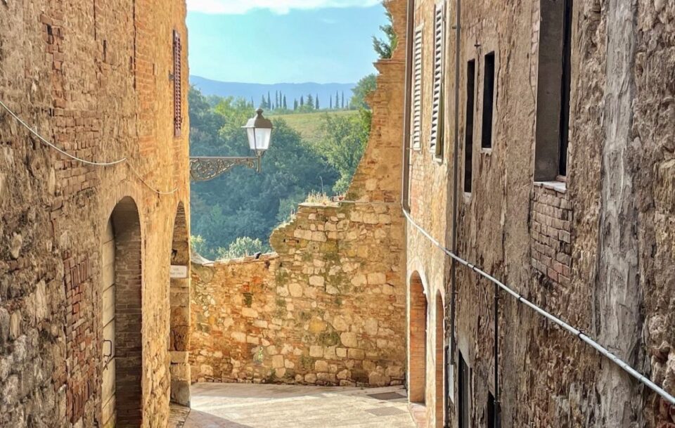 Old buildings on the Via Francigena in Tuscany