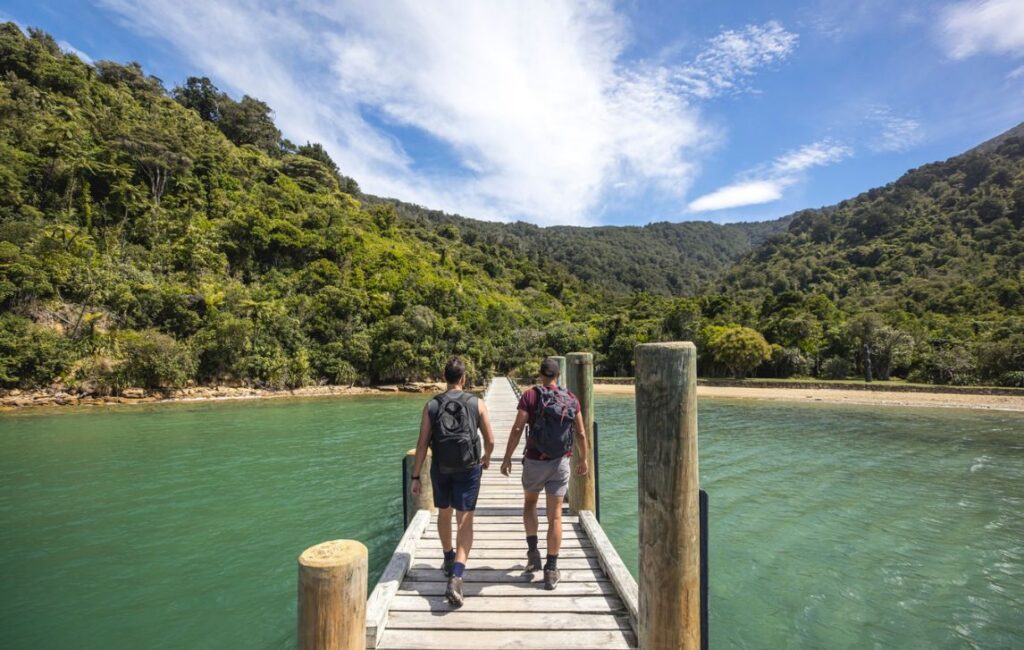 Abel Tasman NZ Hikers on jetty