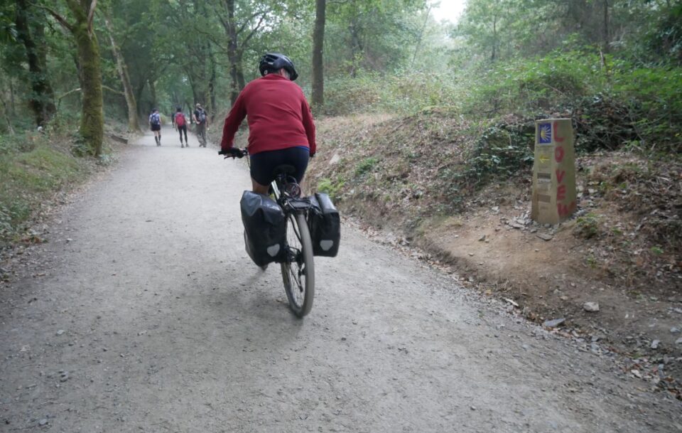 Cyclist on Camino trail