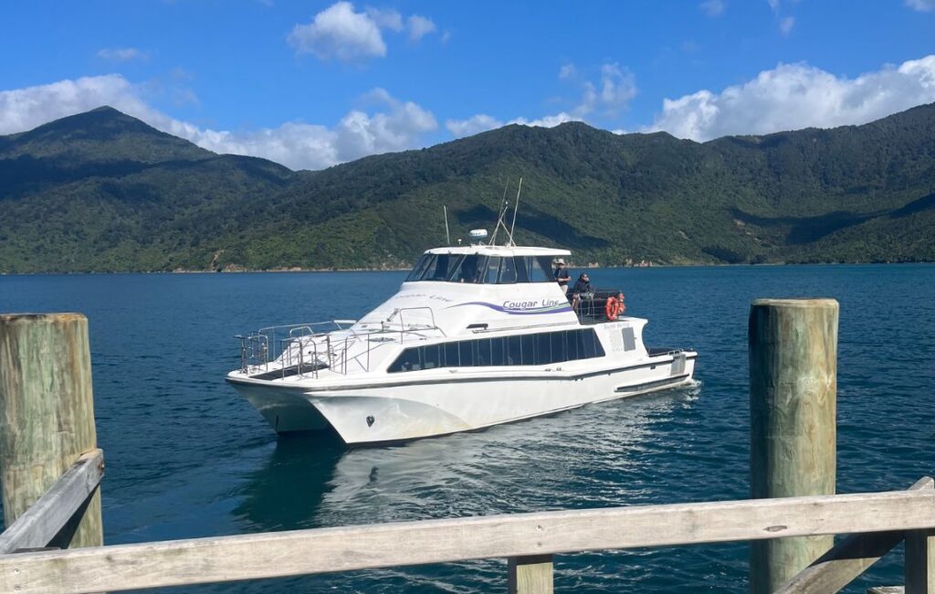 Charter Boat that takes hikers to various locations around Queen Charlotte Sound New Zealand