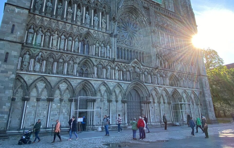 Exterior of Nidaros Cathedral in Trondheim, Norway