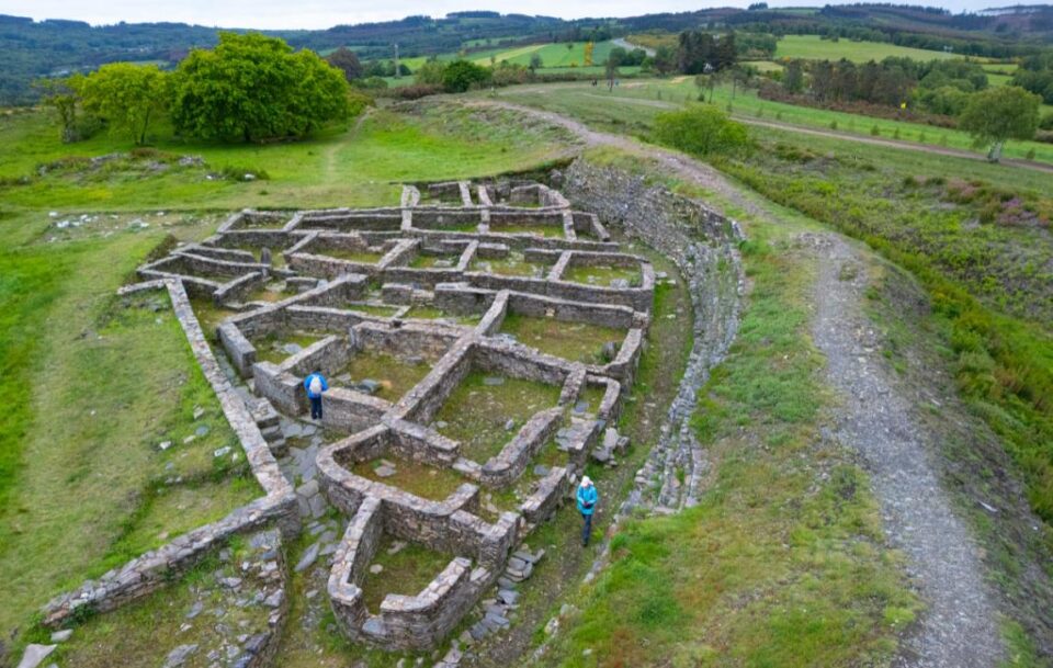 Aerial view of the Castro de Castromaior archaeological site on the Camino de Santiago in the province of Lugo Spain.