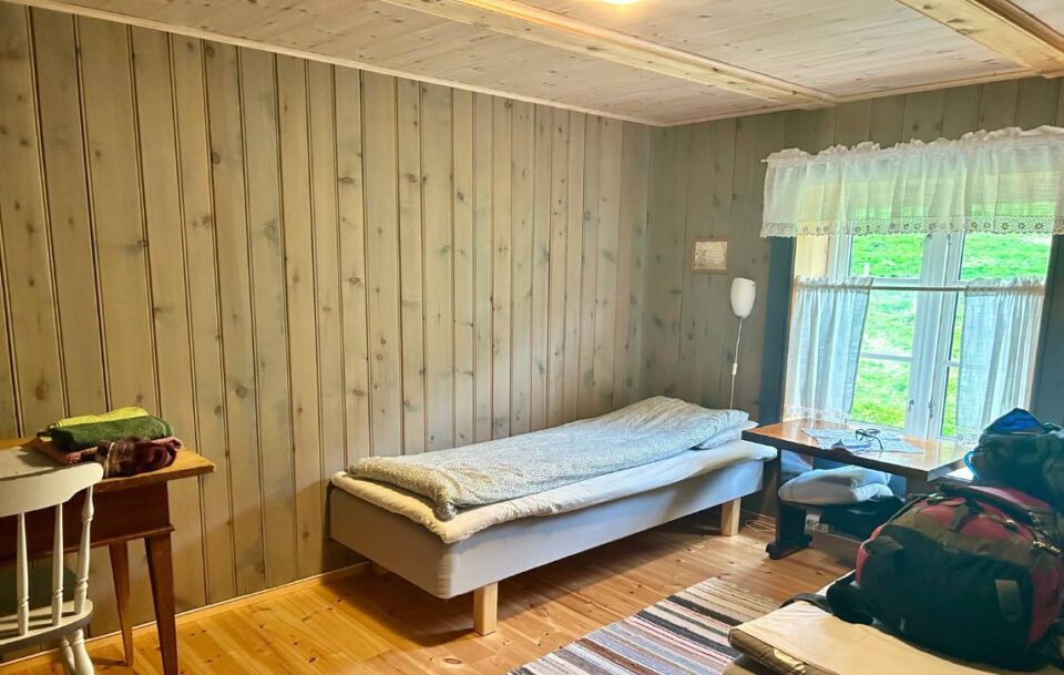 Interior of a basic guest room in a hotel St Olav's Way Norway.