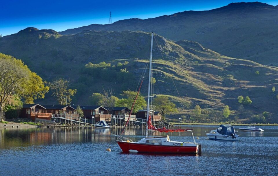 Boats on picturesque Loch Lomand on the West Highland Way, Scotland.