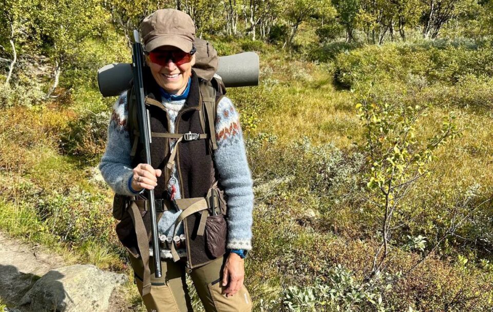 Hiker on the St Olav’s Way pilgrimage route in Norway.