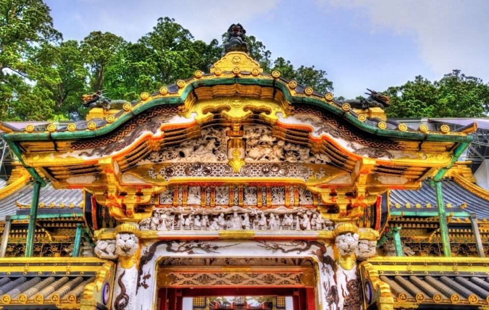 The ornate Tosho-Gu Shinto Shrine in Nikko, Japan, known for it's architecture and carvings.