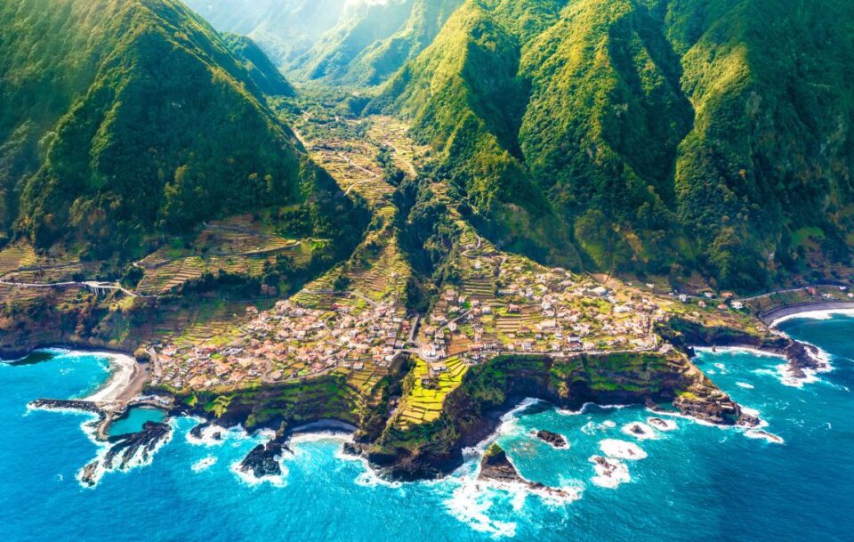 Verdant cliffs and blue waters at Seixal on Madeira’s northern coast.