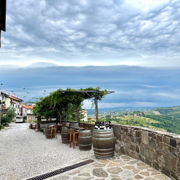 Village Smartno wine barrels sunset